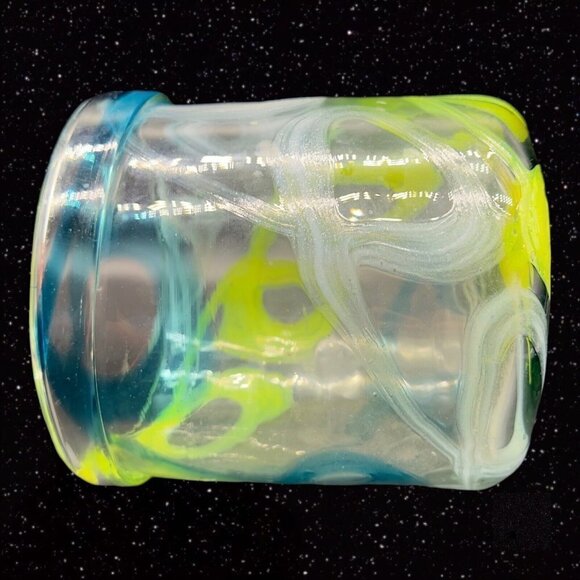 Anthropologie Art Glass Vase Planter Multicolor Glass Swirls Large 6”T 5.5”W - Picture 3 of 7